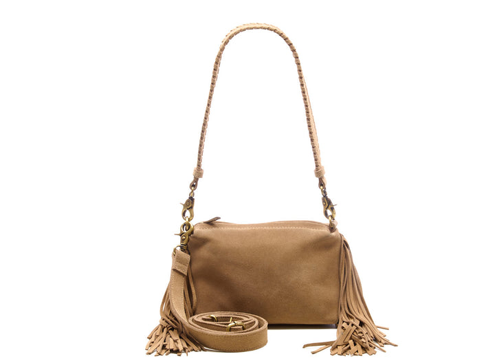 Suede Stormy Fringes Small Shoulderbag Sand