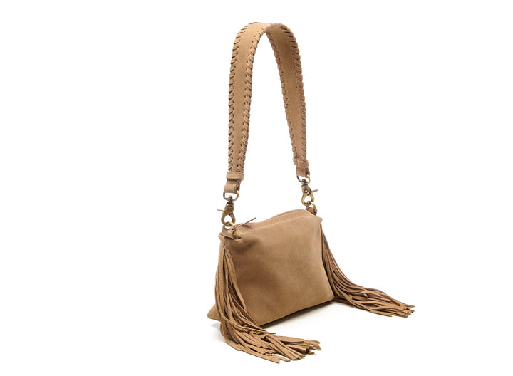 Suede Stormy Fringes Small Shoulderbag Sand