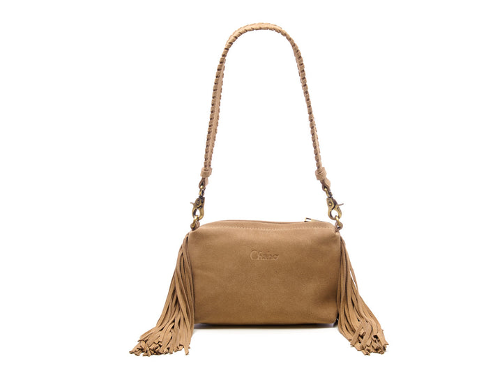 Suede Stormy Fringes Small Shoulderbag Sand