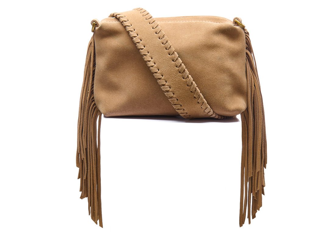 Suede Stormy Fringes Small Shoulderbag Sand