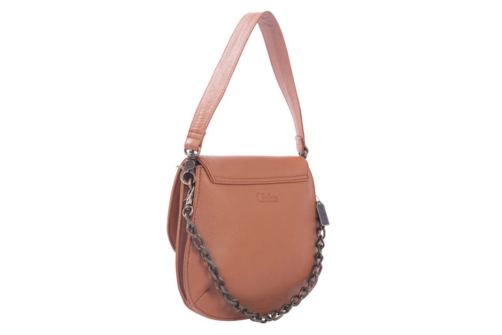 Campbell Saddle Bag/Leren schoudertas met ketting